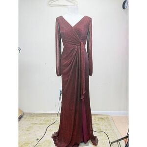 Wear Your Love Gown Women 8 Red Black NWT Metallic Lace Up Formal Maxi Dress